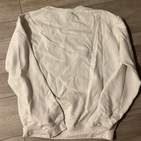 Trippy Sweatshirt SMALL white colorful cosmic beach space eye planets abstract - Picture 6 of 6